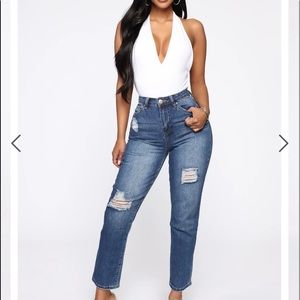 Summer Nights Distressed Mom Jeans
